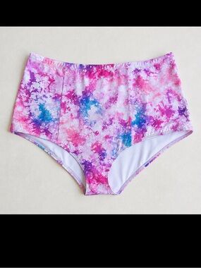 Torrid High Waisted Swim Bottoms 2X Plus Size Tie Dye Pink Purple Blue
